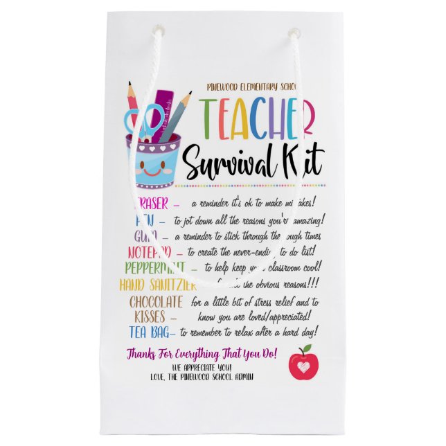 Geschenktasche für das Überleben des Lehrers Kleine Geschenktüte (Vorderseite)
