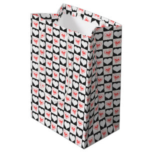 Geschenktasche für karierte Herzen Mittlere Geschenktüte