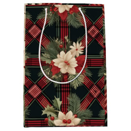 Geschenktasche für Kariertes Schwarz/Weiß Mittlere Geschenktüte