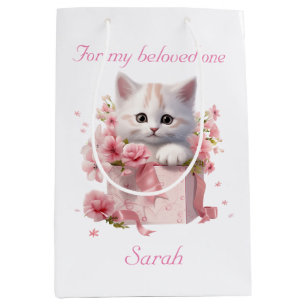 Geschenktasche für Katzen Liebhaber Individuelle N Mittlere Geschenktüte