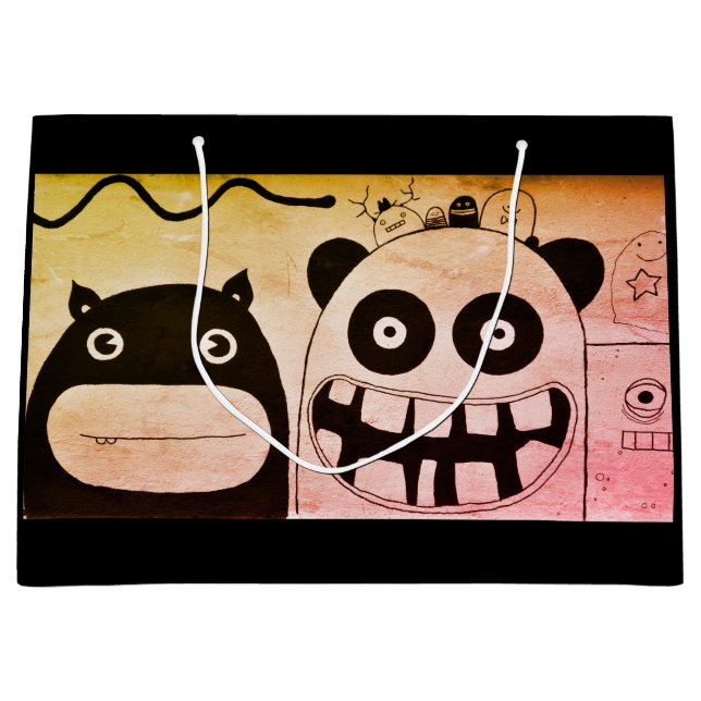 Geschenktasche - Grosses, GLÜCKLICHes MONSTER Große Geschenktüte (Vorderseite)