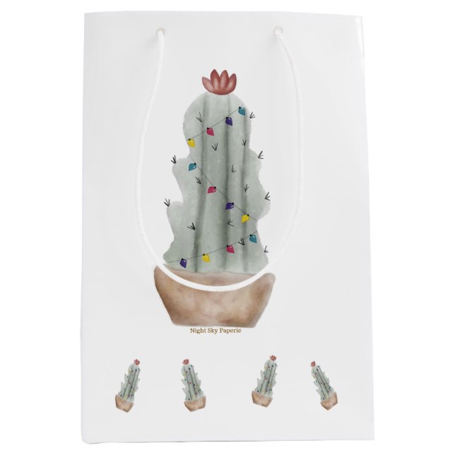 Geschenktasche Holiday Cactus Mittlere Geschenktüte (Vorderseite)