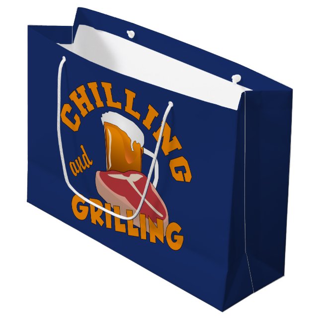 Geschenktasche kühlen u. grillend große geschenktüte (Vorderseite Schrägansicht)