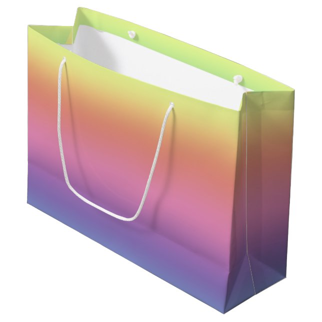 Geschenktasche (LG) - Horizontale Regenbogenstreif Große Geschenktüte (Vorderseite Schrägansicht)