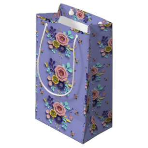 Geschenktasche Lila floral Kleine Geschenktüte