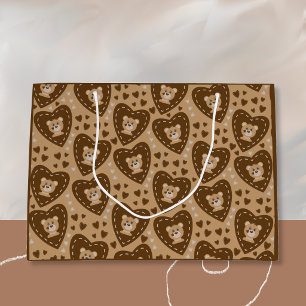 Geschenktasche mit Bärenjungengesicht und braunem  Große Geschenktüte