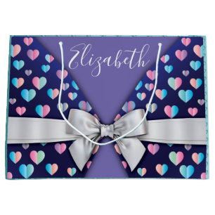 Geschenktasche mit Bow und Herzklammern Große Geschenktüte