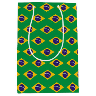 Geschenktasche mit brasilianischer Flagge Mittlere Geschenktüte