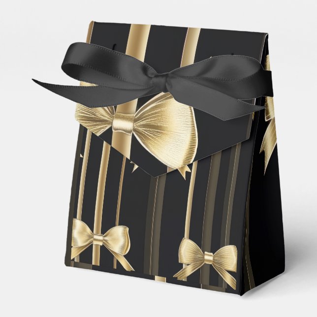 Geschenktasche mit leerer und goldener Bow - Schwa Geschenkschachtel (Vorderseite)