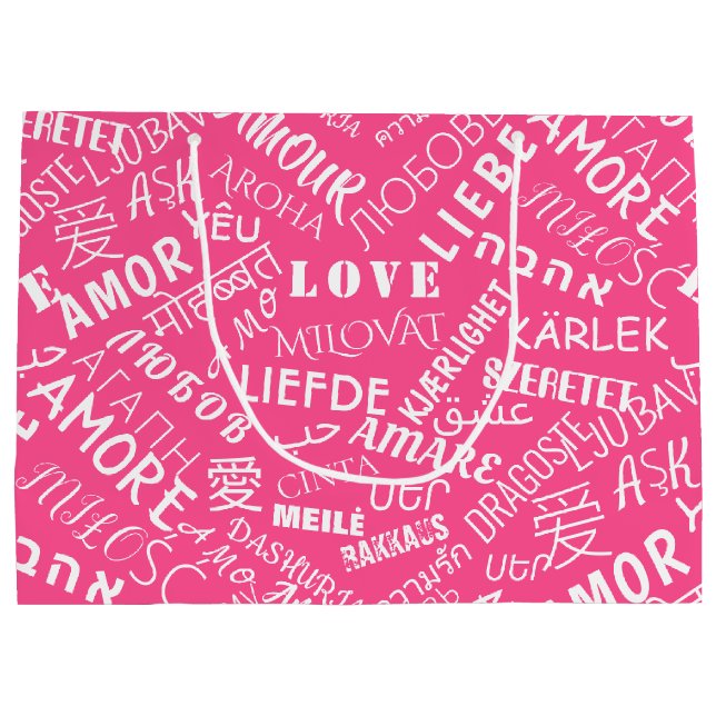 Geschenktasche mit Liebe Text Mehrsprachigkeit Ihr Große Geschenktüte (Rückseite)