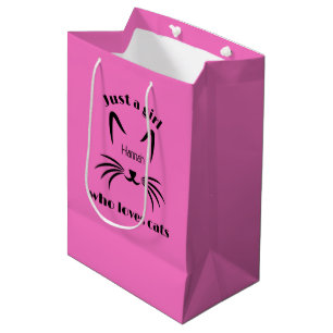 Geschenktasche mit Mädchen, das Katzen liebt Desig Mittlere Geschenktüte