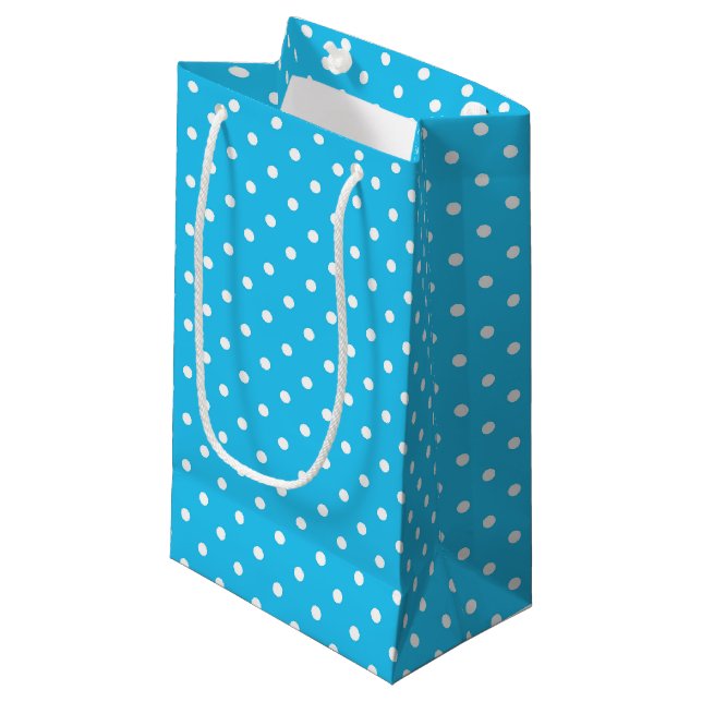 Geschenktasche mit Punkten Kleine Geschenktüte (Vorderseite Schrägansicht)