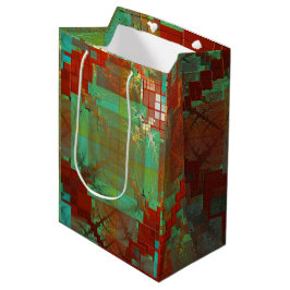 Geschenktasche mit roter und grüner Chromatik Mittlere Geschenktüte