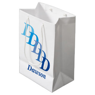 Geschenktasche - Name und Buchstaben in blau Mittlere Geschenktüte