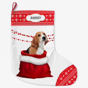 Geschenktasche Niedlicher Beagle Hund Schneeflocke Großer Weihnachtsstrumpf