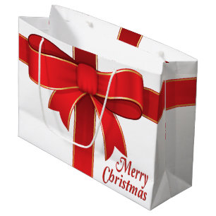 Geschenktasche - Red Bow & Ribbon auf Weiß Große Geschenktüte