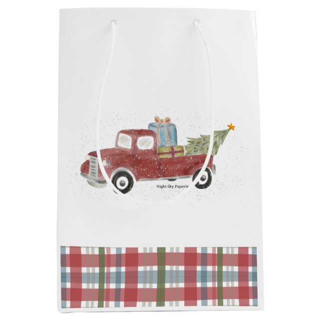 Geschenktasche - Red Truck Urlaub Mittlere Geschenktüte (Vorderseite)