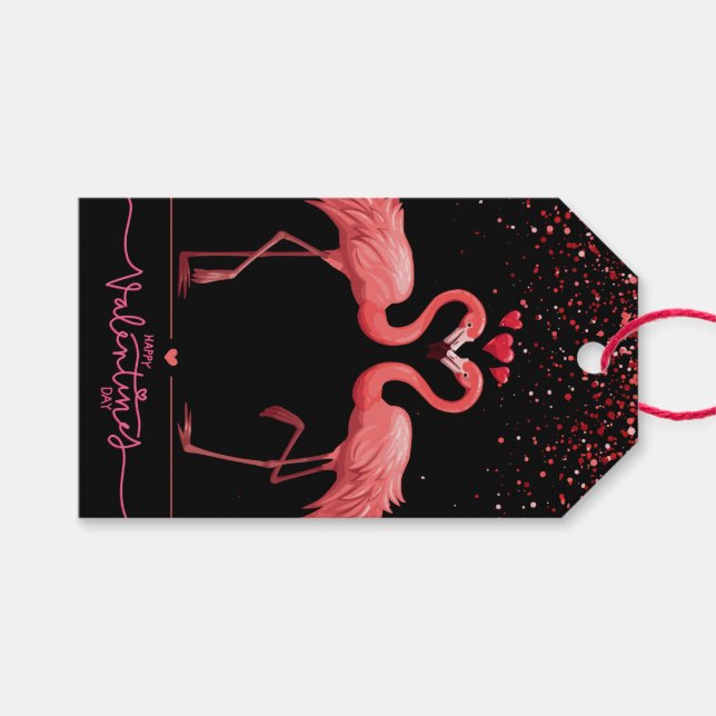 Geschenktasche - rosa Flamingo Geschenkanhänger (Vorderseite (Horizontal))