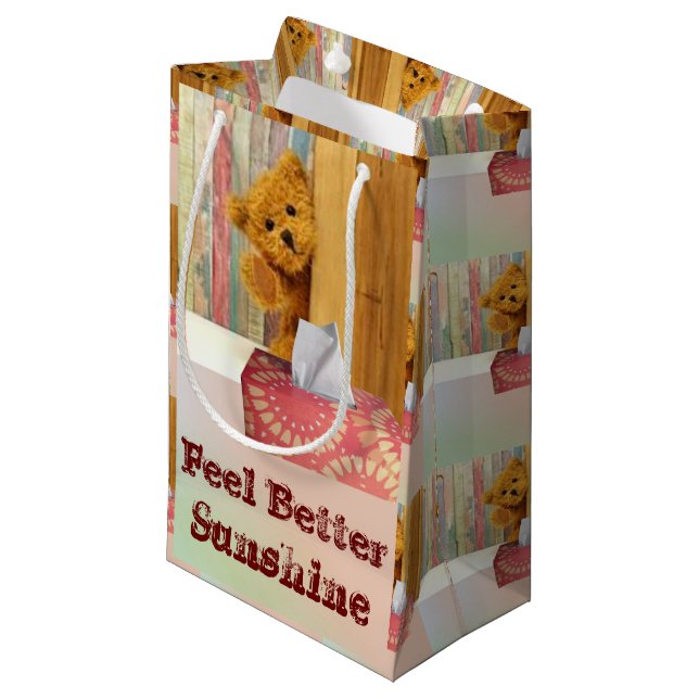 Geschenktasche Teddy Bear Feel Better Sunshine Kleine Geschenktüte (Vorderseite Schrägansicht)