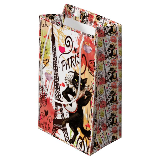 Geschenktasche Valentine's Paris Frankreich Kleine Geschenktüte (Vorderseite Schrägansicht)