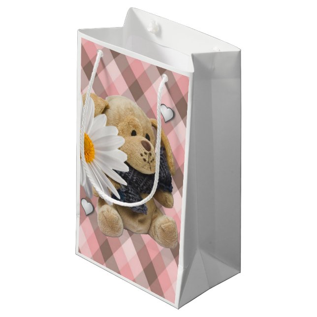 Geschenktasche Valentins Teddybär Kleine Geschenktüte (Vorderseite Schrägansicht)