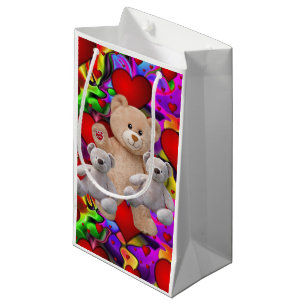 Geschenktasche Valentins Teddybär Kleine Geschenktüte
