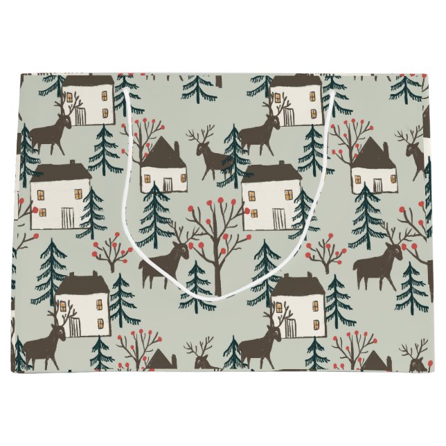 Geschenktasche Weihnachtsrentiermuster Große Geschenktüte (Vorderseite)