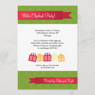Geschenktausch Rote Band grün Weihnachts-Party Einladung