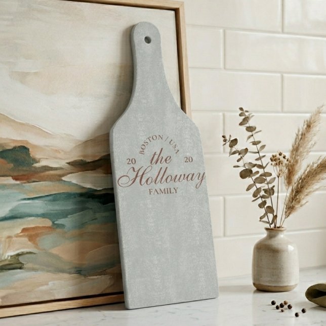 Geschenkte Geschenke für Hostess-Hostess mit einem Schneidebrett (Custom Elegant Script Last Name Hostess Gift Cutting Board)