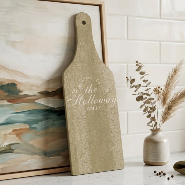 Geschenkte Geschenke für Hostess-Hostess mit einem Schneidebrett (Custom Elegant Script Last Name Hostess Gift Cutting Board)