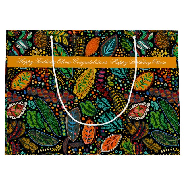 Geschenktüte im Stil der Aborigine-Blätter (Vorderseite)