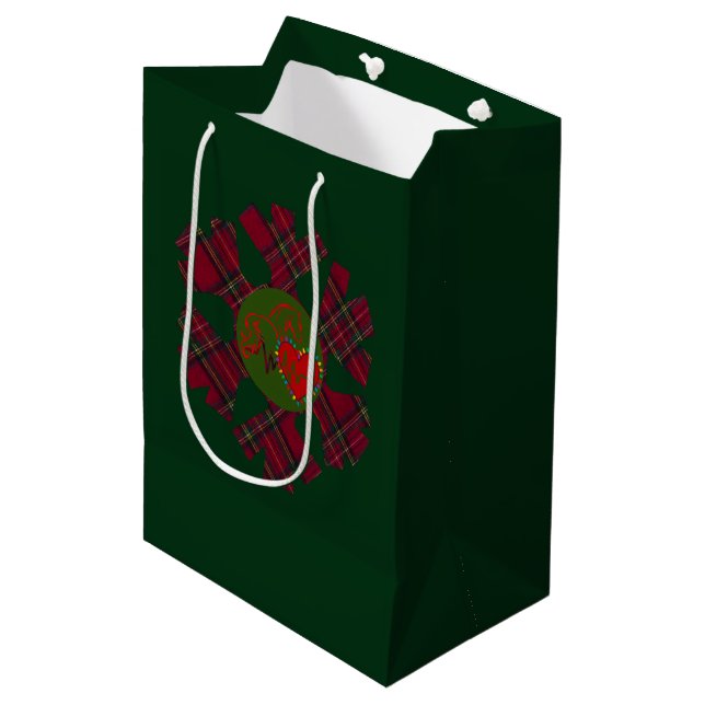 Geschenktüte Karo-Schneeflocke (Vorderseite Schrägansicht)