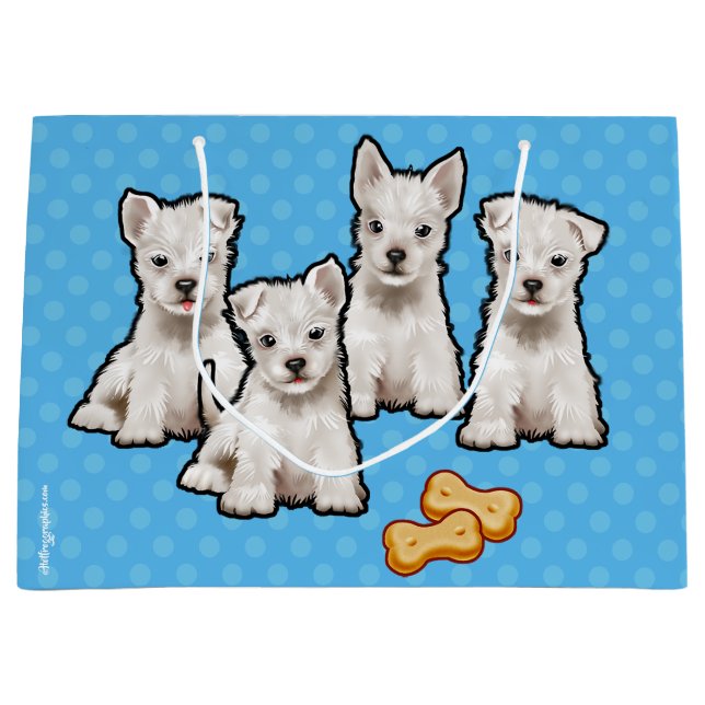 Geschenktüte mit niedlichen Welpen, Polka Dot Desi (Vorderseite)