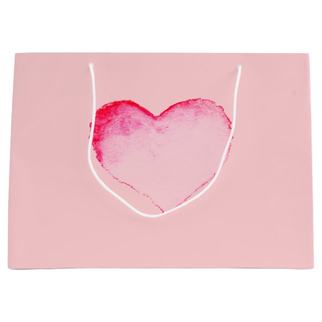 Geschenktüte PINK WATERCOLOR HERZ (Vorderseite)