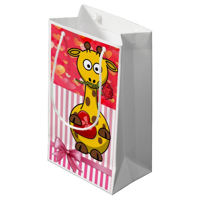 Geschenktüte Valentine's Giraffe (Vorderseite Schrägansicht)