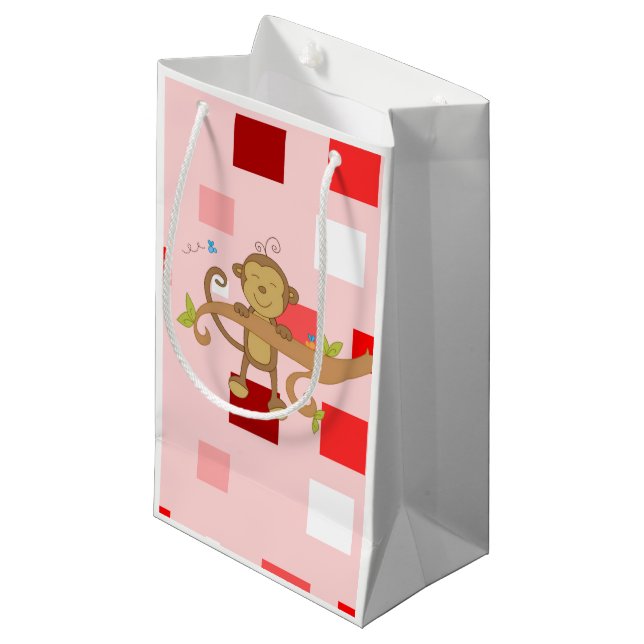 Geschenktüte Valentinstag Affe (Vorderseite Schrägansicht)