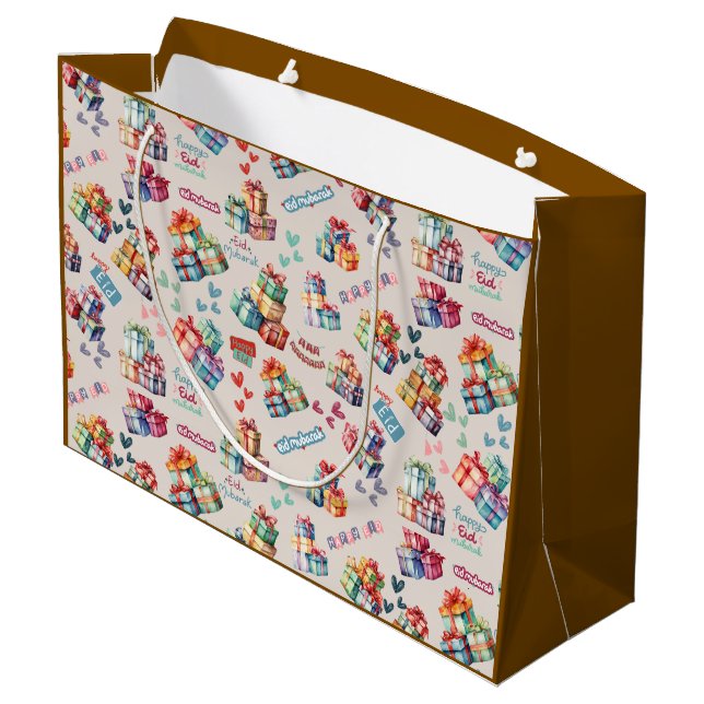 Geschenktüten Sammlung| Elegantes Kinderdesign Große Geschenktüte (Rückseite Schrägansicht)