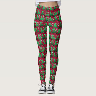 Geschenkverpackte grüne Schneeblatt-Leggings Leggings