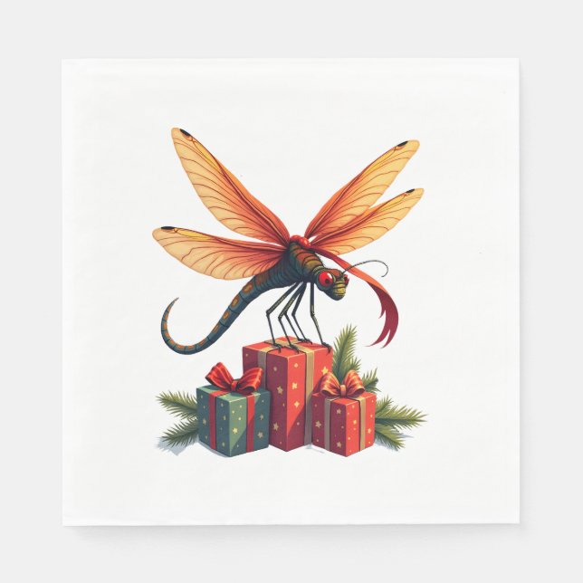 Geschenkverpackte Libelle Serviette (Vorderseite)