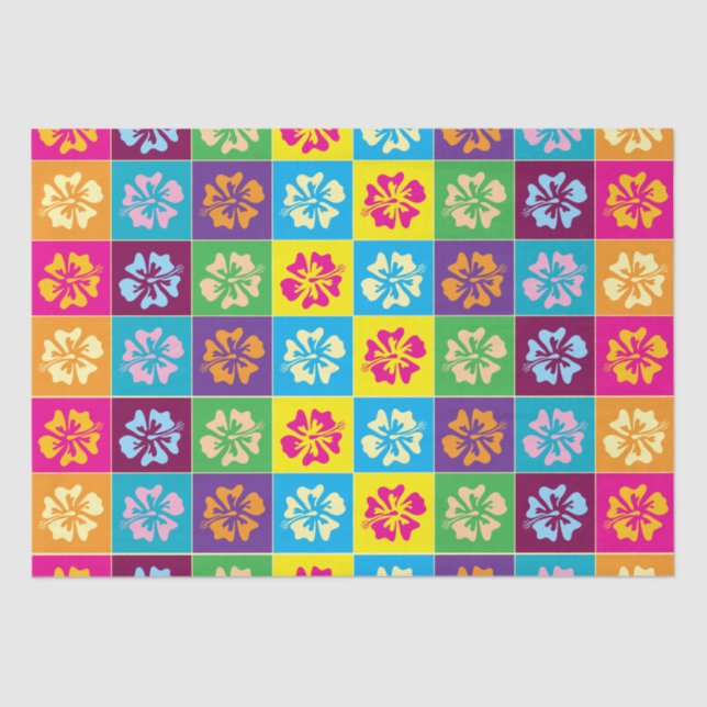 Geschenkverpackung für farbenfrohe Hibiskus Blume Seidenpapier (Vorderseite)