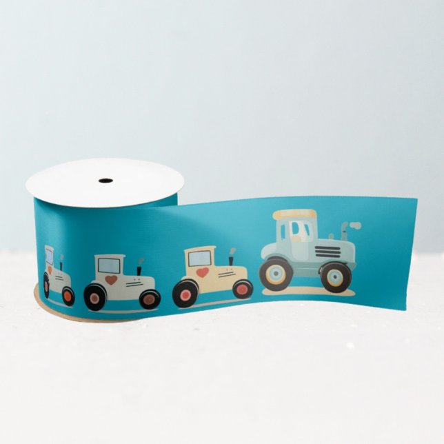 Geschenkverpackungsband mit süßen Traktoren Satinband (Von Creator hochgeladen)