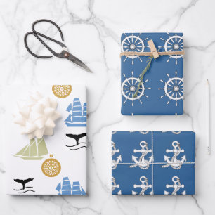 Geschenkverpackungsset - Maritimes Thema Geschenkpapier Set