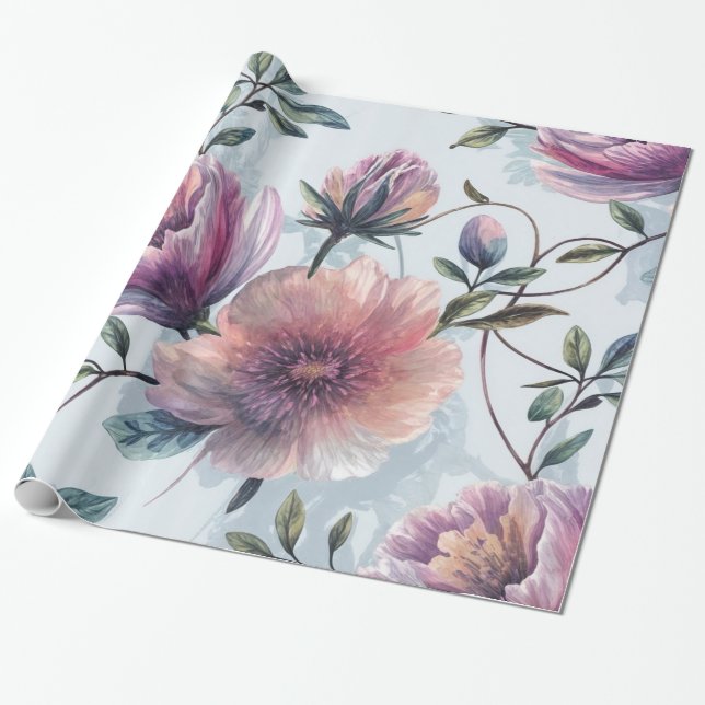 Geschenkwrake mit weichem Blumenwasser Geschenkpapier (Ungerollt)