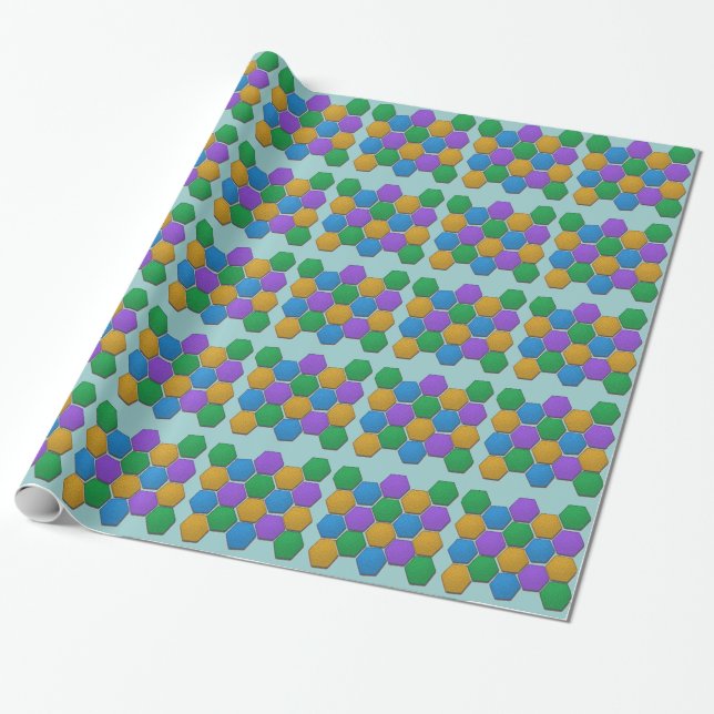 Geschenkwrap - farbenfrohe Hexagons Geschenkpapier (Ungerollt)