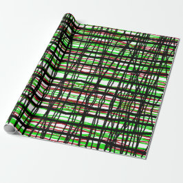 Geschenkwrap Roll Rot, Grün, Schwarz Abstrakte Lin Geschenkpapier