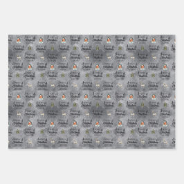 Geschenkwrap Set von 3 Aquarellwein Weihnachtsvari Geschenkpapier Set