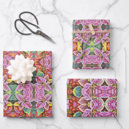 Geschenkwrap SG Red & Pink Poinsettias Geschenkpapier Set