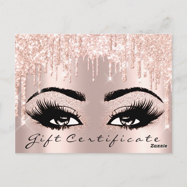 Geschenkzertifikat Eyelashes Brows Makeup Glam Postkarte (Rückseite)
