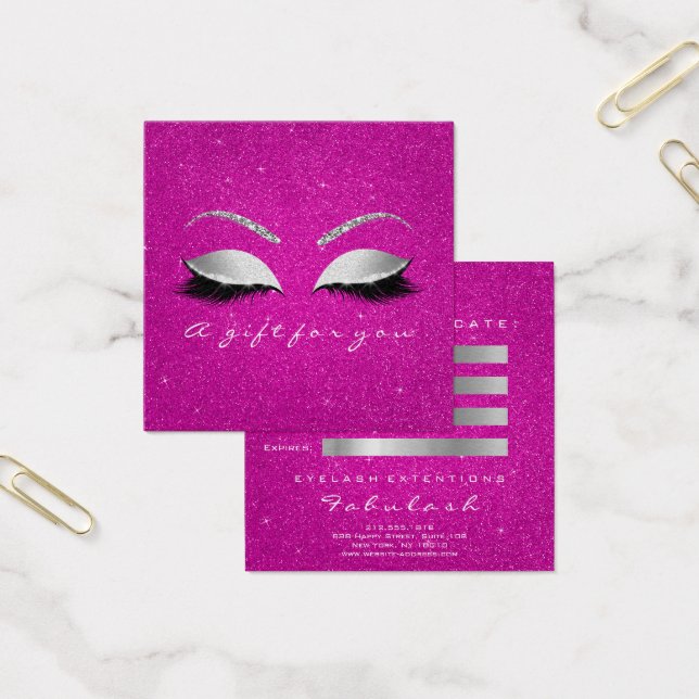 Geschenkzertifikat Glitzer Lash Gray Hot Pink Make (Büro)