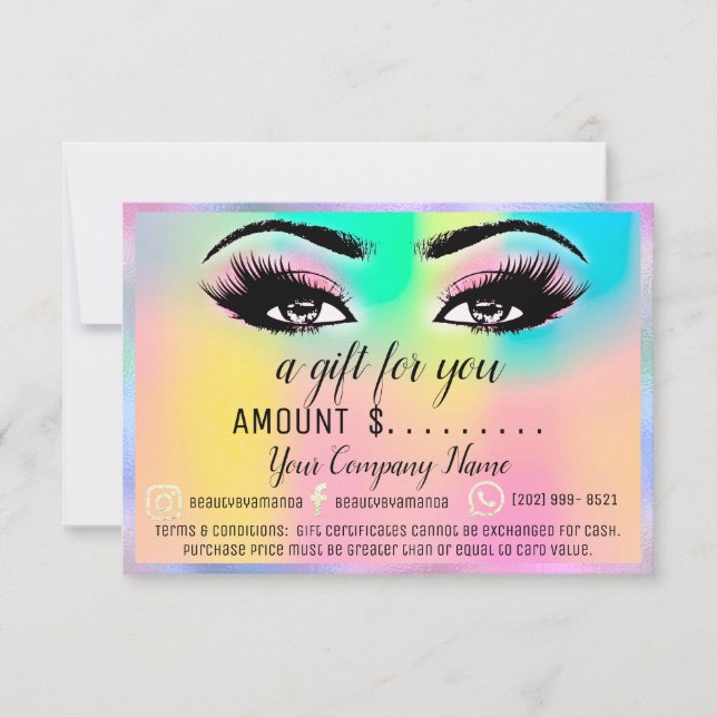 Geschenkzertifikat Holograph Rainbow Pink (Vorderseite)